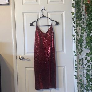 Red Sequin Mini Dress